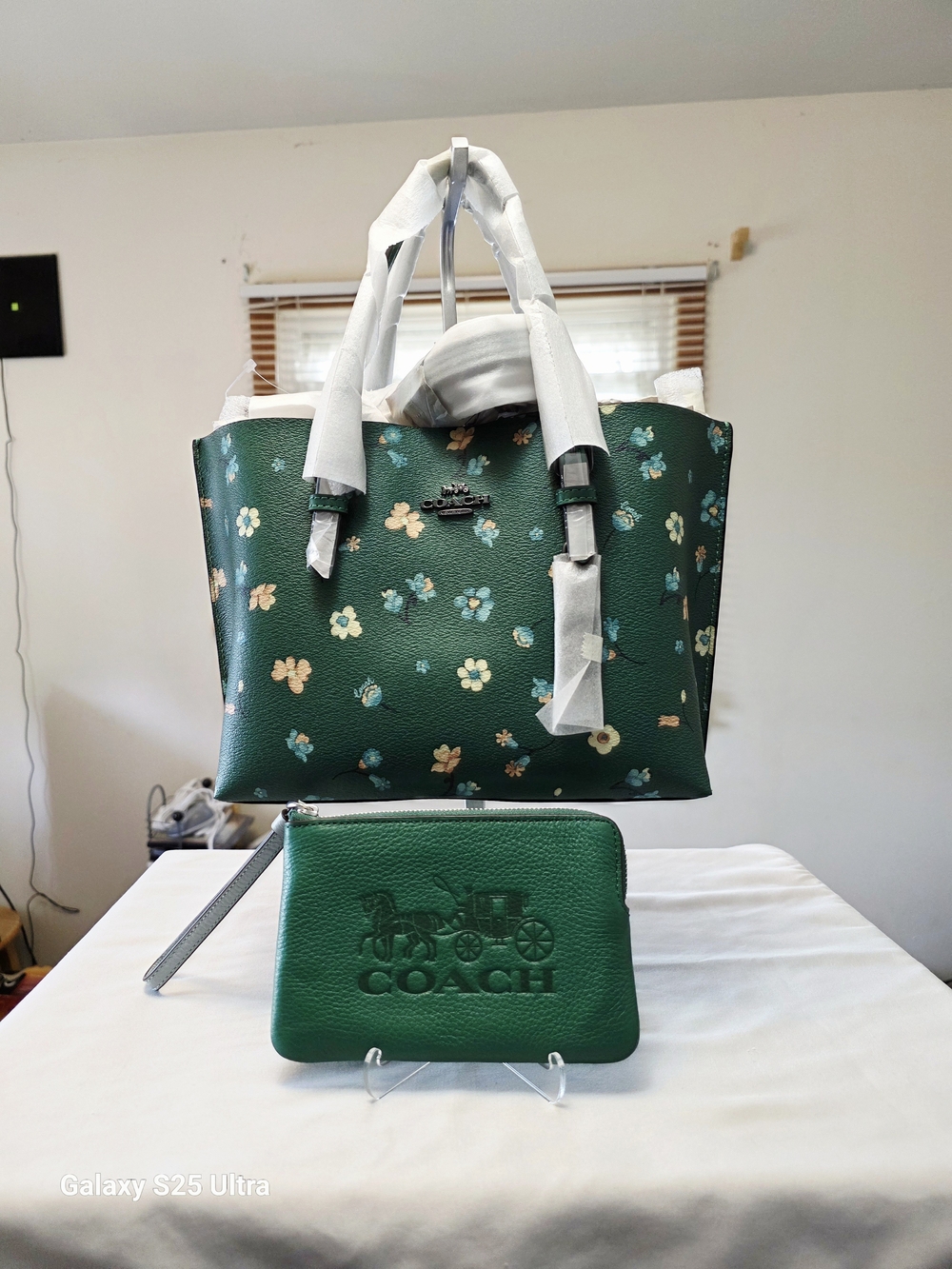 COACH Mollie Tote Bag 25 With Mystical Floral Print In QB/Green Multi + wallet